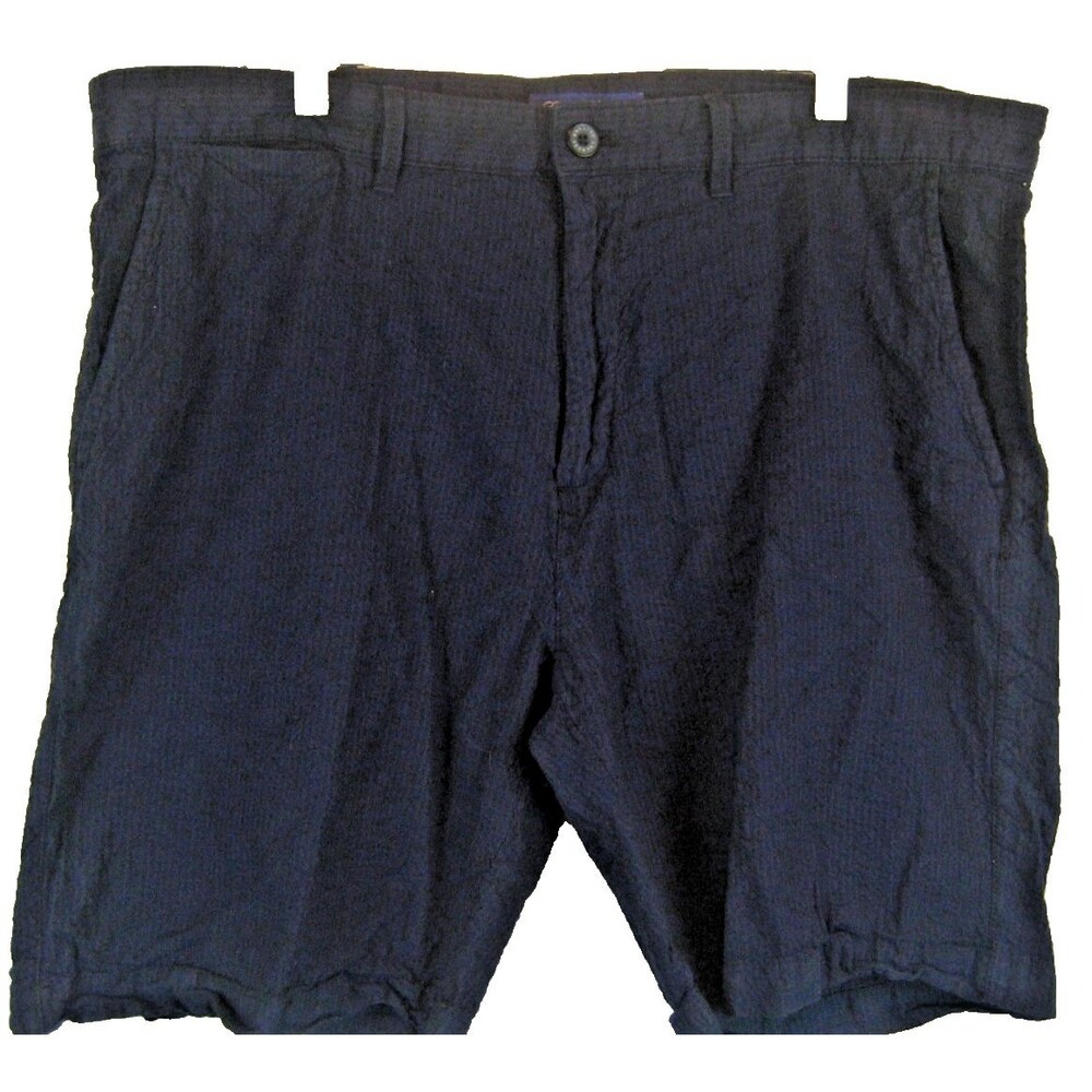 Mens English Laundry Blue Cotton Seersucker Casual Flat Front Shorts sz 38x9